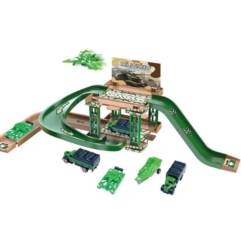 Juguetes de estacionamiento de riel para chico, coche de dinosaurio, modelo de construcción de estacionamiento, simulación de fuego, vehículo de ingeniería de policía, juguete, regalos de cumpleaños para niños