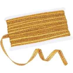 15Yds Gold Gimp Braid Trim Woven Lace Trim Ribbon Metallic Edge Trim Scroll Gimp Braid Polyester Fabric Sewing Glitter Trimmings