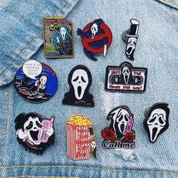 Creative Terror Skull Bone Enamel Brooch Halloween Ghost CD Dagger Popcorn Alloy Pins Badge Punk Fashion Jewelry Gift