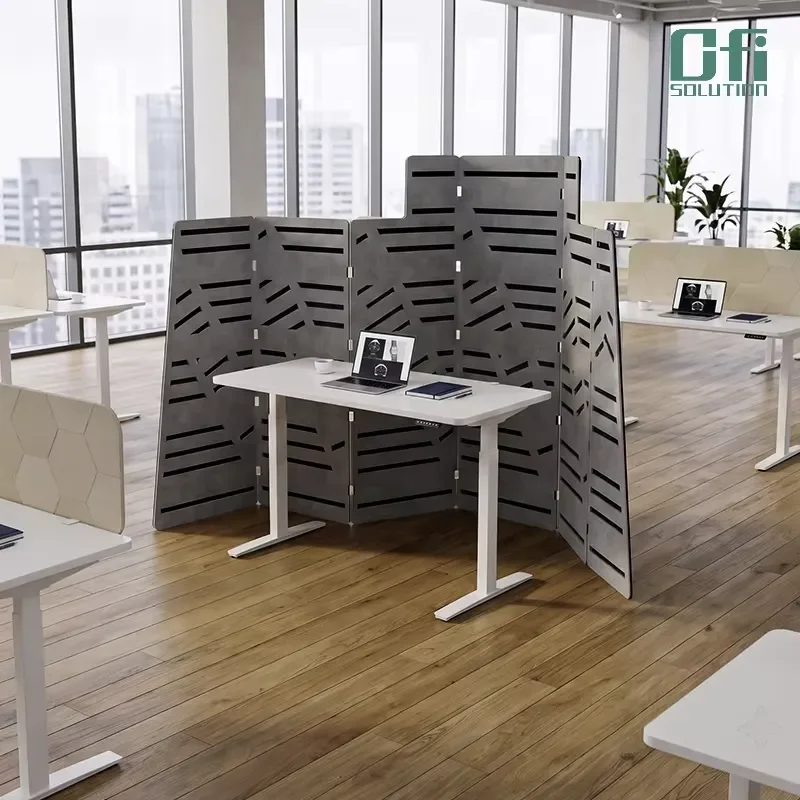 Sound Absorbing Eco-Friendly Polyester Acoustic Office Partition Engraving Acoustic Space Partition for Open Workspace