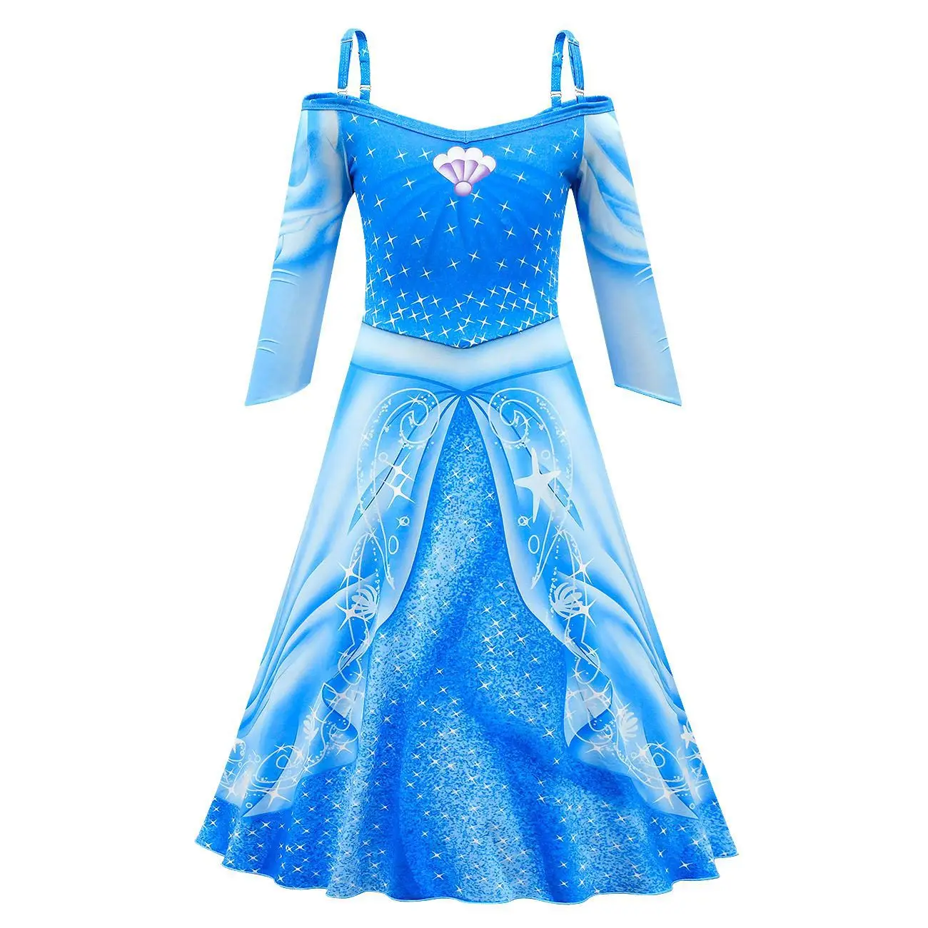 Mermaid Ariel Princess Girl Dress Cosplay Costumes with Wig Accessories Christmas Halloween Fancy Fantasia Girl Party Prom Dress