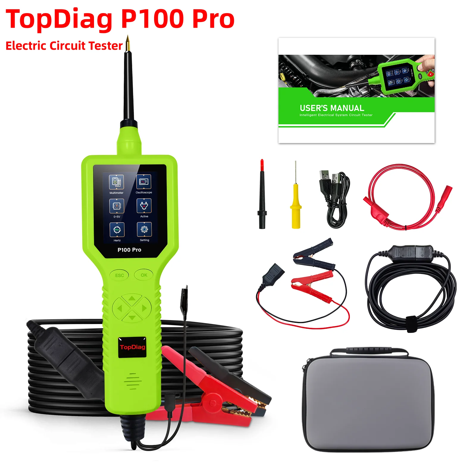 TopDiag P100 Pro/P55 Power Probe Scan Car Electric Circuit Tester Diagnosis 12V/24V Battery Tester Automotive Diagnostic Tool