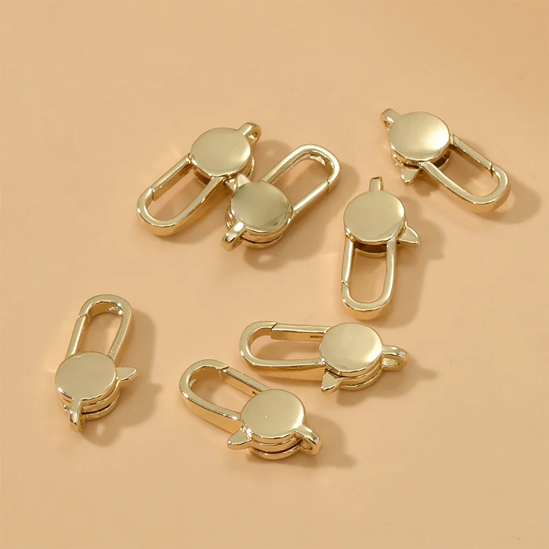 Copper-plated 14k Gold Color Oval Rectangular Spring Lobster Buckle Connecting Buckle DIY Bracelet Necklace Elastic Buckle