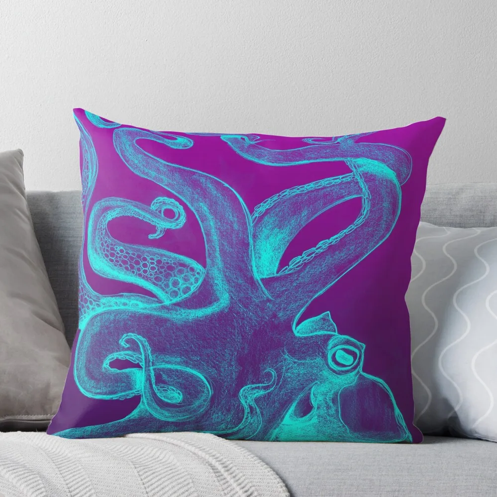 

Blue & Purple Octopus Throw Pillow Sofa Covers pillows decor home