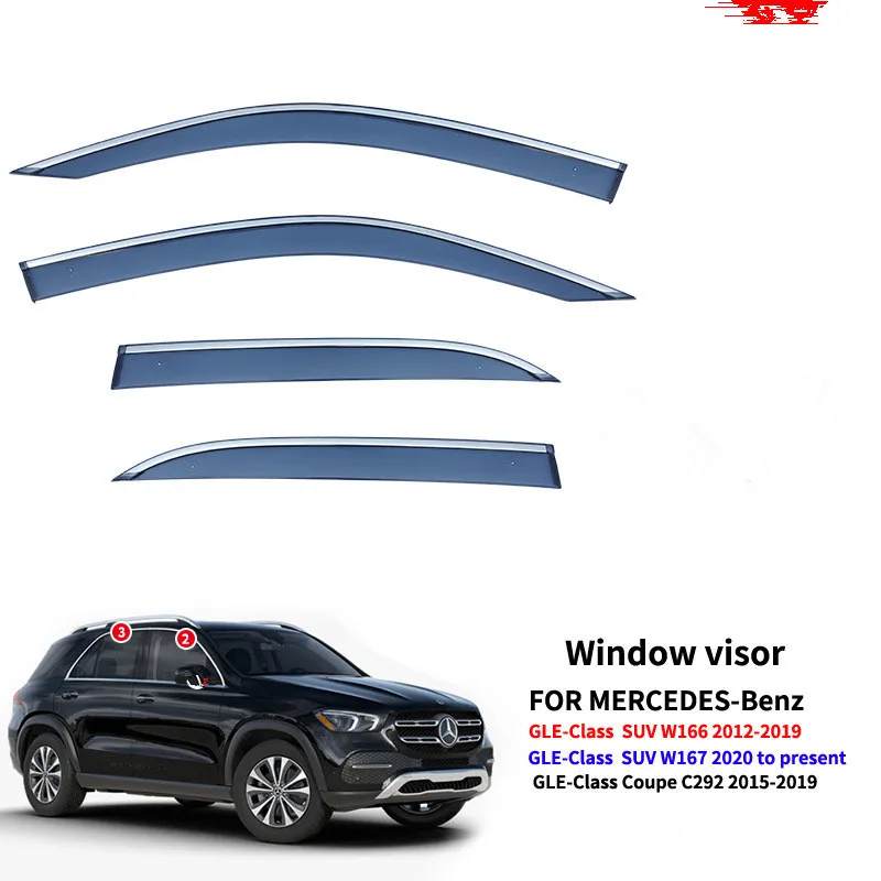 

Car Window Visor Rain Guard Deflector Weather Shields Rain Shade Fit For Benz GLE W166 2012-2019 / W167 2020/ C292 2015-2019