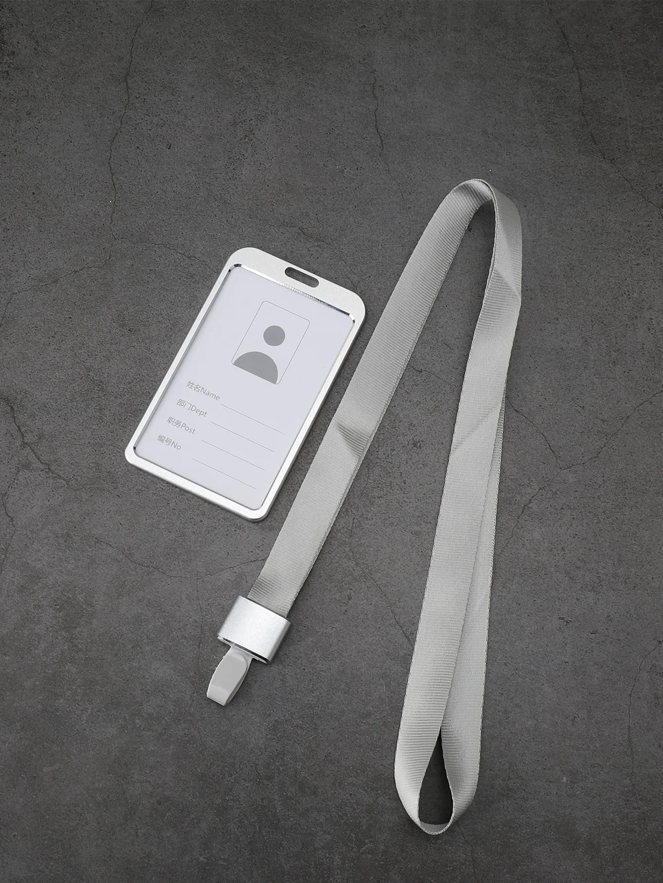 Stilvoller Ausweishalter aus Aluminiumlegierung – mit Umhängeband, Clip für Studentenausweise, Bürobedarf, tragbare Kartenaufbewahrung – Detail 7