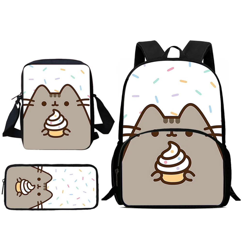 Cute Cartoon Cat Child Backpacks Shoulder Bag Pencil Case Pupil Large Capacity School Bags for P-PusheenS Boys Girls Best Gift