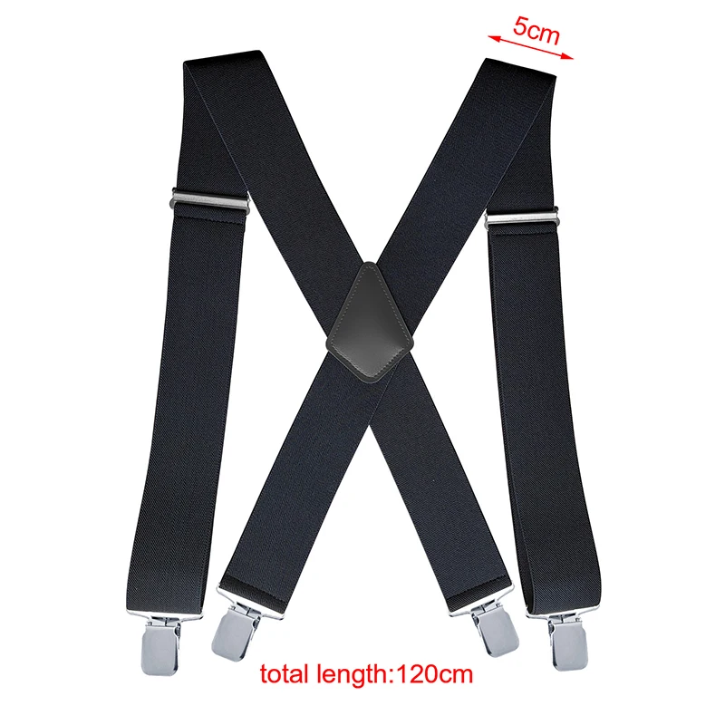 Wide Men Suspenders High Elastic Adjustable 4 Strong Clips Suspender Heavy Duty X Back Trousers Braces