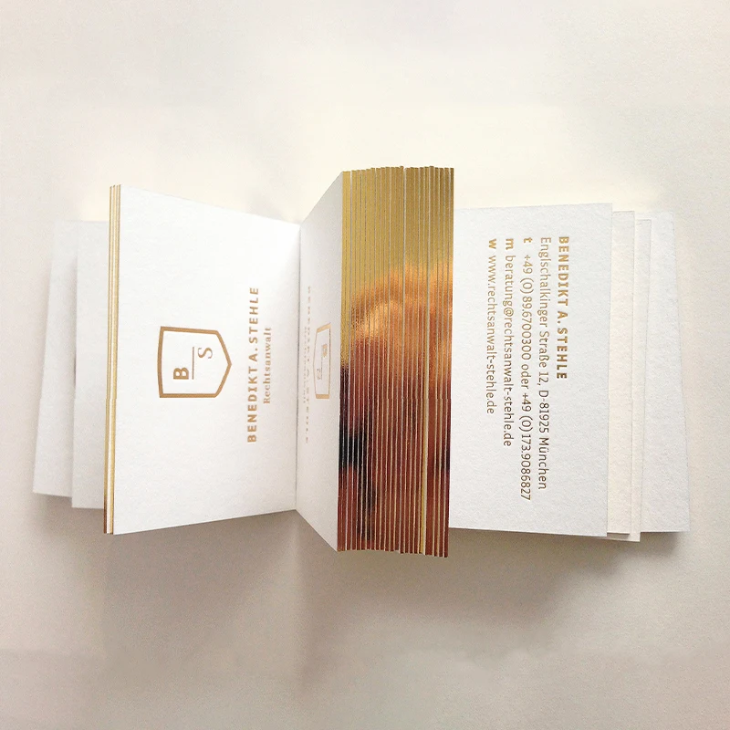 100PCS Customisable Colored Holographic Rainbow Gold Edge Business Card with Foil Logo Visiting Card in Cardboard Material