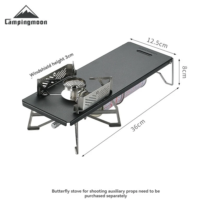 CAMPINGMOON Black Camping Accessories Set Portable Camp Kitchen Table Outdoor Camping Gas Stove Burner Rack Folding Table