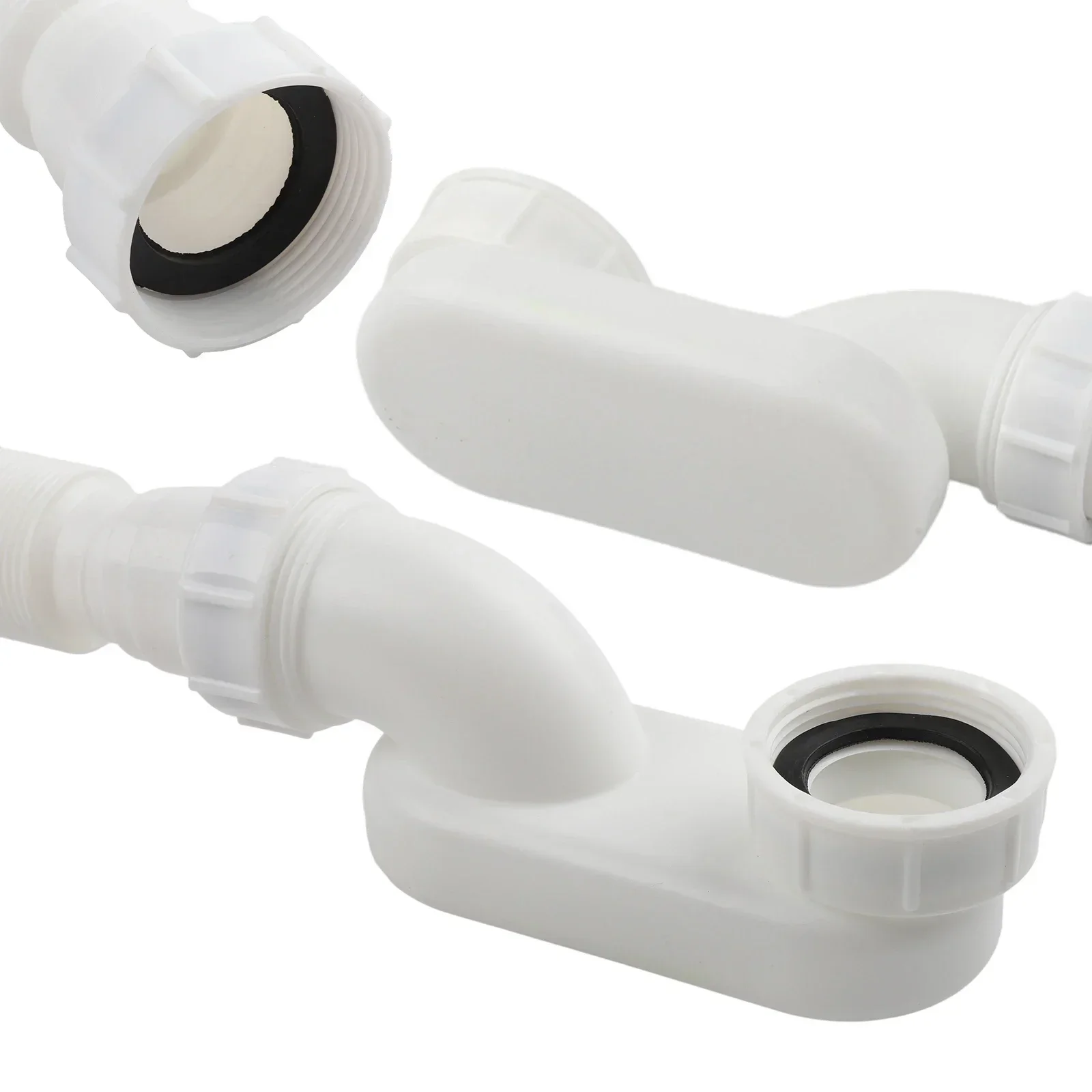 Bathroom Renovation White P Trap Pipe Reliable Drainage For RV Bathtubs Wear Resistant Low Profile Design Smooth Water Flow