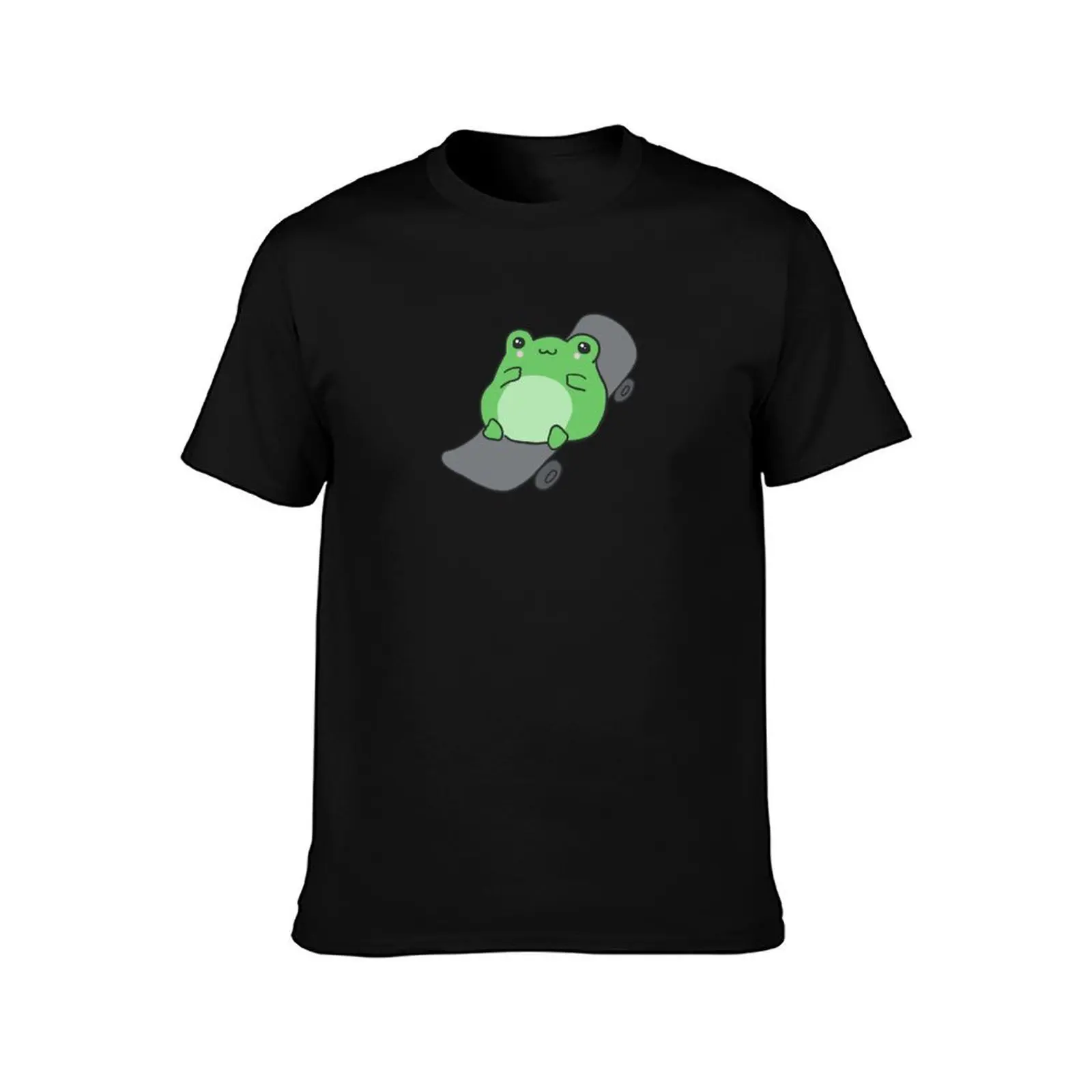 Cute Chubby Frog on Skateboard - Kawaii Cottagecore Aesthetic - Happy Skateboarding Froggy -Sweet Skater Frogge - Sports T-Shirt