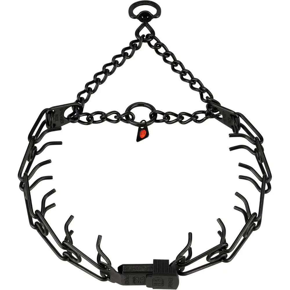 

German-Made Black Stainless Steel Quick Release ClicLock Training Collar for Dogs, Fits Necks 19-20in (25in x 3.2mm)