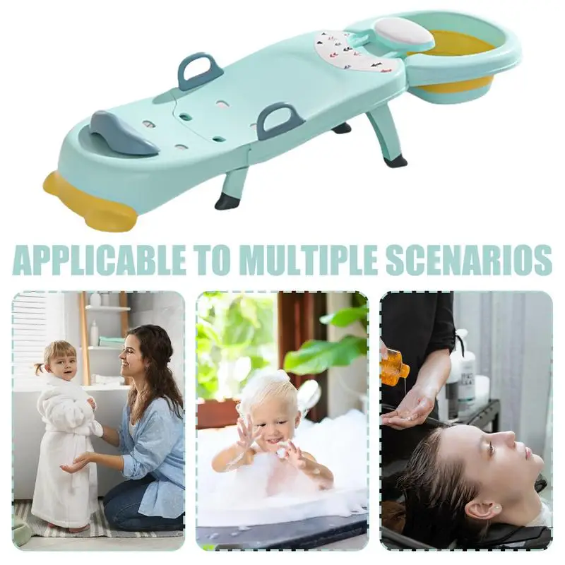 Portable Kids Shampoo Chair Foldable Salon Seat Chair With Shampoo Basin For Boys Girls Bath Product