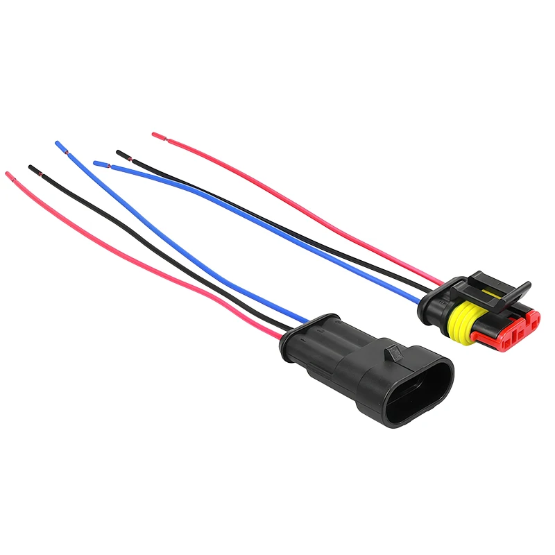 3Pin Waterproof AMP Automotive Connector 18AWG Male Female Plug Socket Wire Quick Disconnect Car Truck Motorcycle Marine
