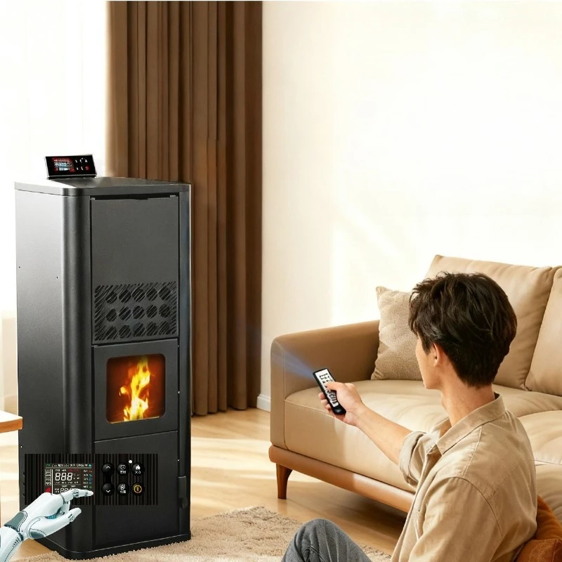 Fireplace new real fire particle heating furnace gasification warm air automatic intelligent rural heater
