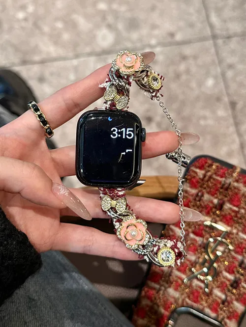 봉제 동백꽃 스트랩 시계 밴드, 화웨이 워치 GT4 41mm 스마트워치 스트랩, 여성 소녀, 18mm, 20mm, 22mm