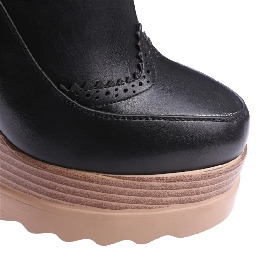 Botas Chelsea con plataforma para mujer, botines informales de microfibra con punta redonda, sin cordones, color negro, Invierno