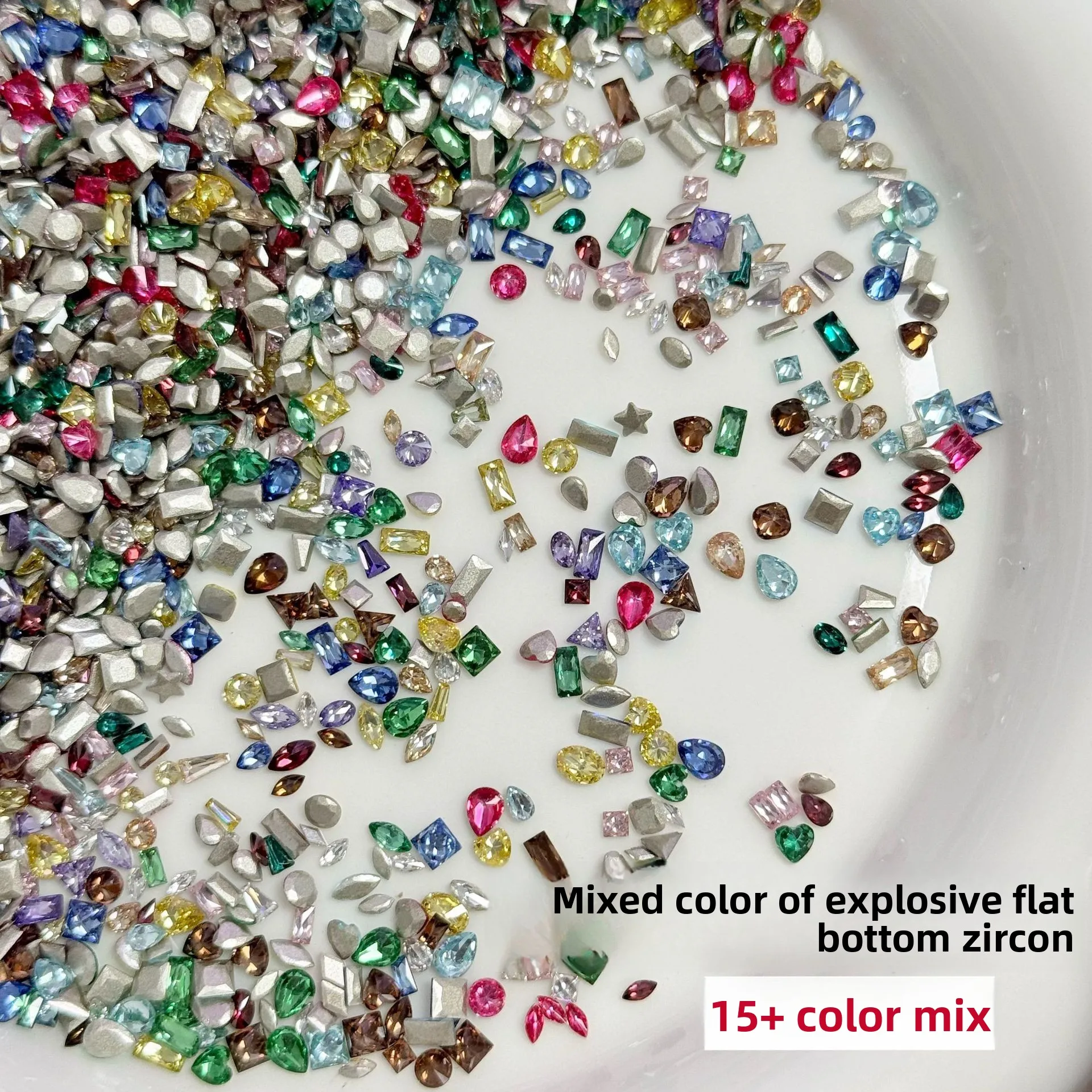 50 Stück gemischte Farben Zirkon-Nagelrhinestones, glänzende Mini-Nageldiamanten, Kristall-Nagelkunst-Dekoration, Nagelzubehör. – Detail 1