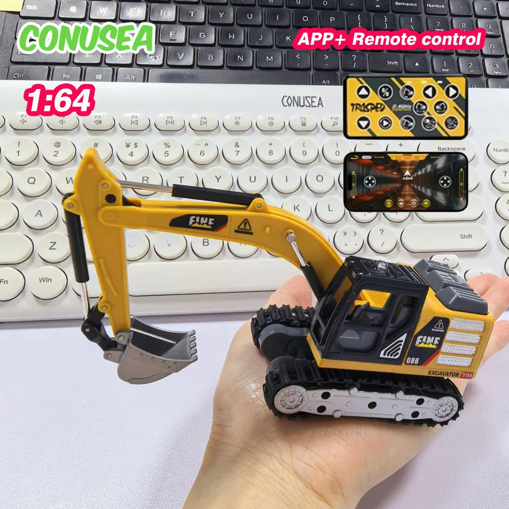 

1/64 Excavator Mini Rc Desktop Car Remote Control Engineering Vehicle Toy Model Trucks Children Toys Boys kids Christmas Gifts