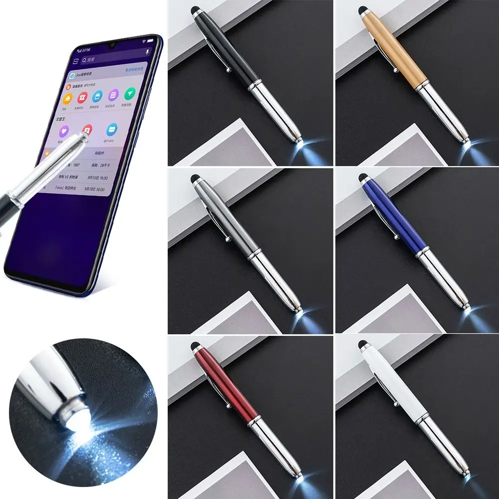 3PCS Writing Supplies Construction Tools With LED Light Multi-function Pen Capacitive Pen Outdoor Tool Ballpoint Pen