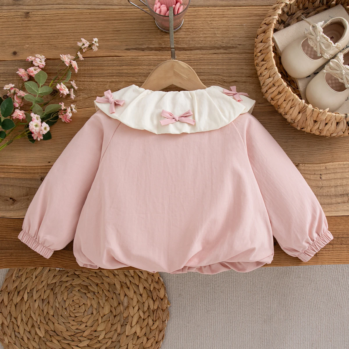Autumn New Sweet Bow Baby Girl Pink Coat Windproof And Warm Children'S Clothing (9 Months -4 Years Old)