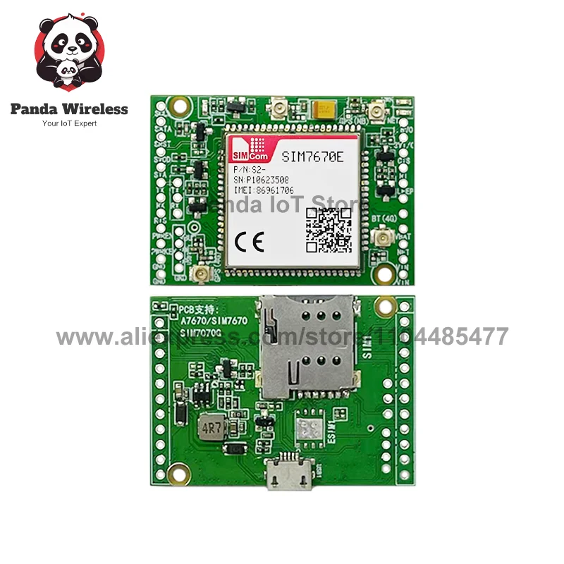 SIM7670E CAT1 CORE BOARD GEEN GPS-module Dual-row Pin LTE B2/B4/B5/B12/B13/B66 Cat1 4G Qualcomm chip Breadboard Met FPC Antenne