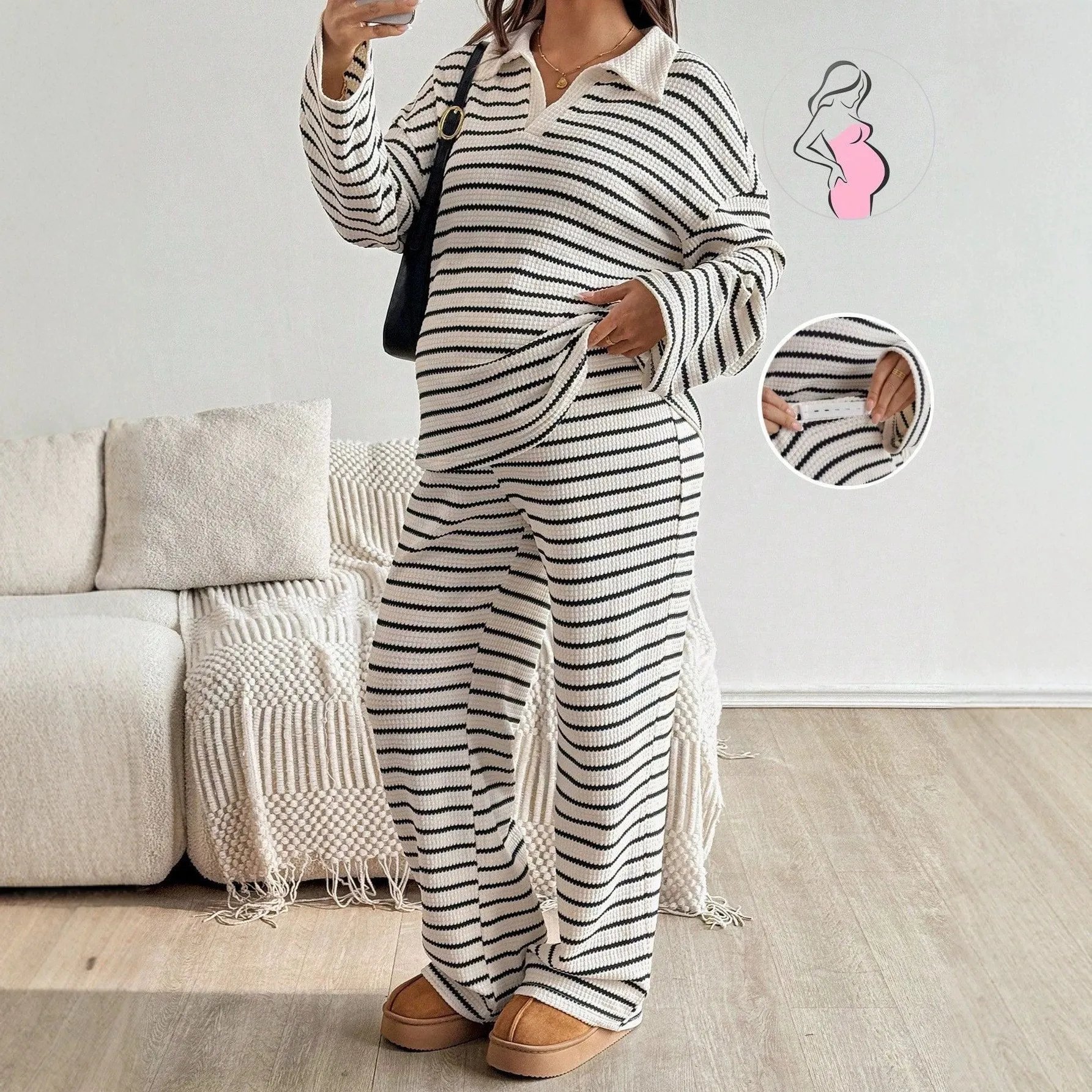 Maternity Waffle Knit Outfit Set 4