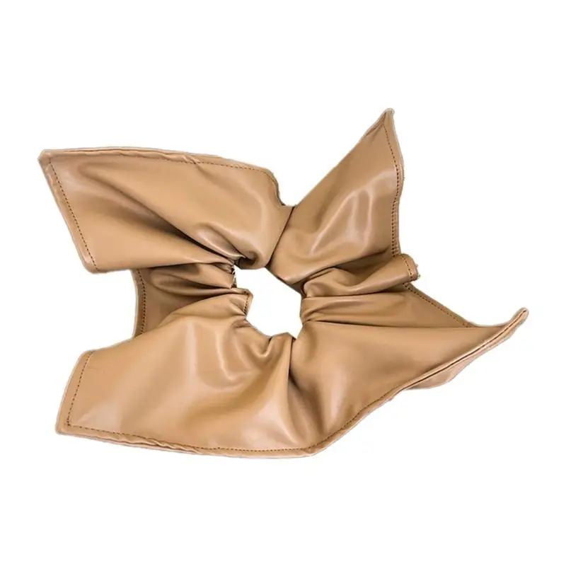 39BD Elegant PU Leather Elastic Hairband for Women Girl Popular Hair Scrunchies for Daily and Party Wear Shopping Hair Decors