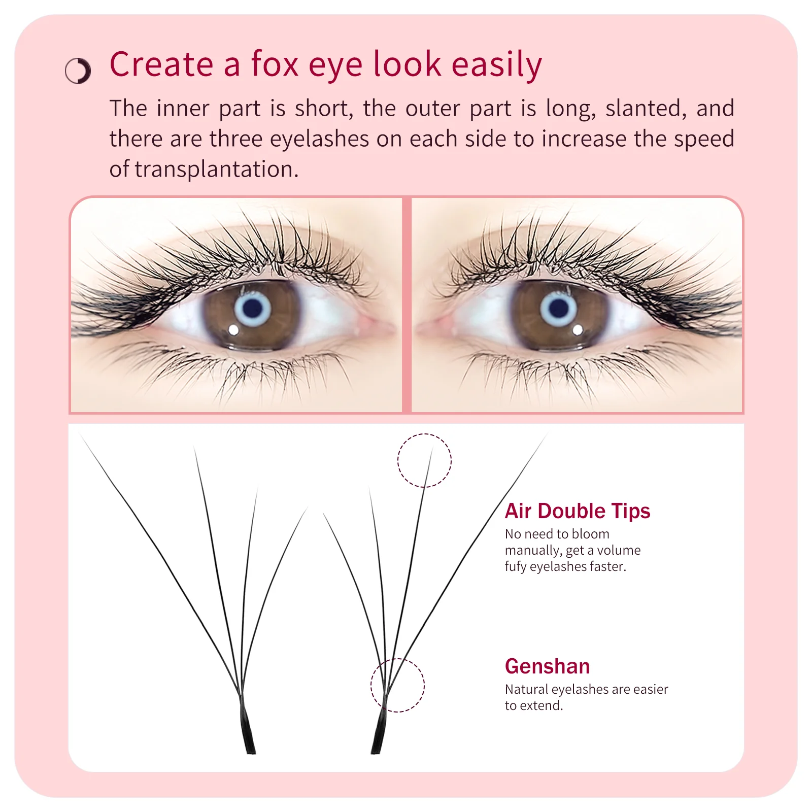 Medylashes Fox 4D Wimpernverlängerung Fluffy W-Shaped Air Series Fox Soft Natural Volume Fox Eye Lashes