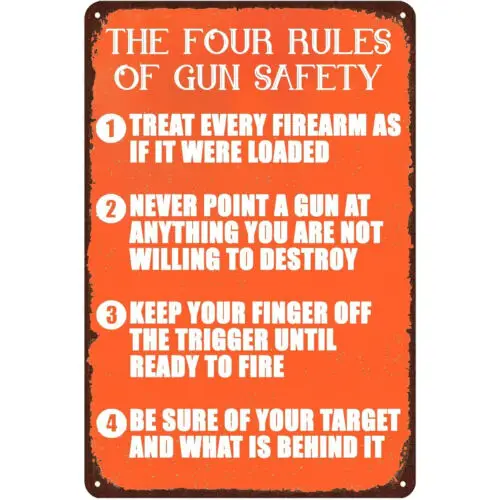 Warning Metal Sign The Four Rules Of Gun Safety Vintage Tin Sign Rule Tin Poster