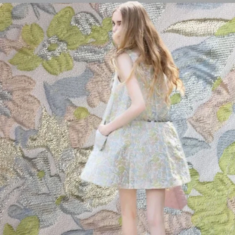 

Yarn Dyed Jacquard Fabric Simple Elegant Floral Dress Bag Cloth Shoes Diy European Brand Fashion Design Sew Wholesale Material