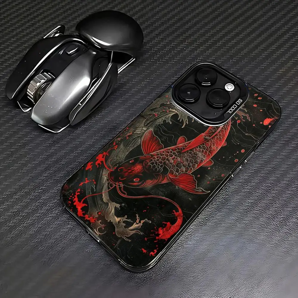 

Red carp case for iPhone17 16 15 14 13 12 11 Pro/ Max/Plus shock-proof rear cover anti-fingerprint