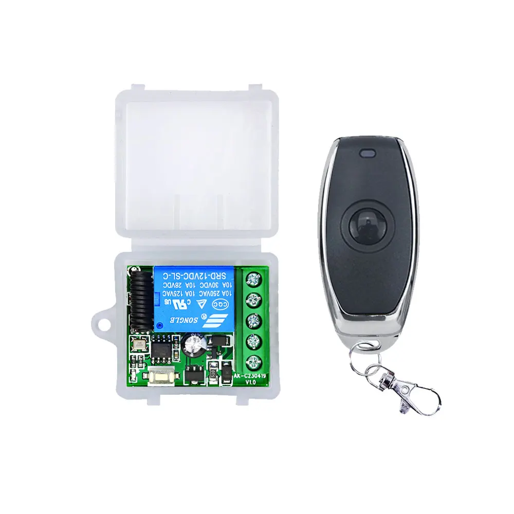 

433MHz DC12V 1 CH Universal Wireless Remote Switch for Home Lighting Control, Table Lamp, Chandelier, Electric Curtains