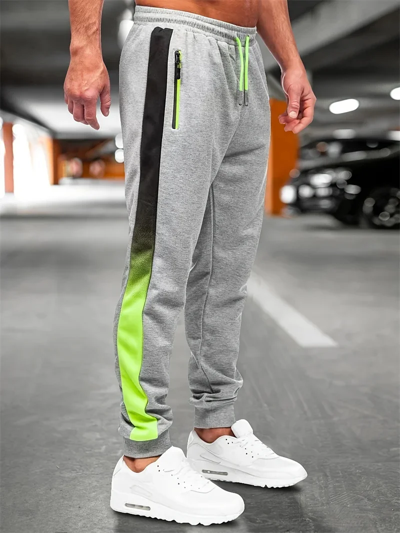 

Весенне-осенние мужские брюки для бега, тренировочные брюки с карманами на молнии, мужские брюки-карандаш, мужские спортивные штаны, повседневные брюки для бега