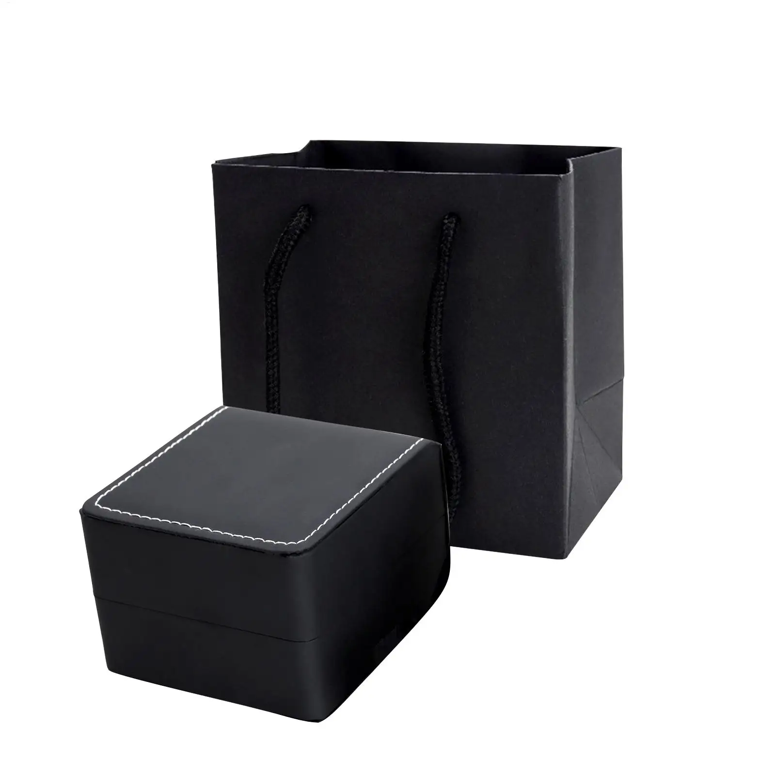 Watch Case Single Elegant PU Leather Rounded Corner Storage Portable Watch Case for Mall Jewelry Store Counter Display
