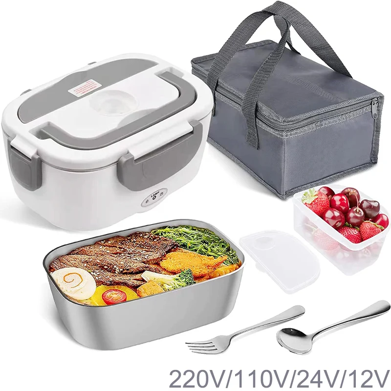 Office School Work 220V 110V Electric Lunch Box Stainless Steel 12V 24V Car Truck Picnic Portable food Heater Warmer Container