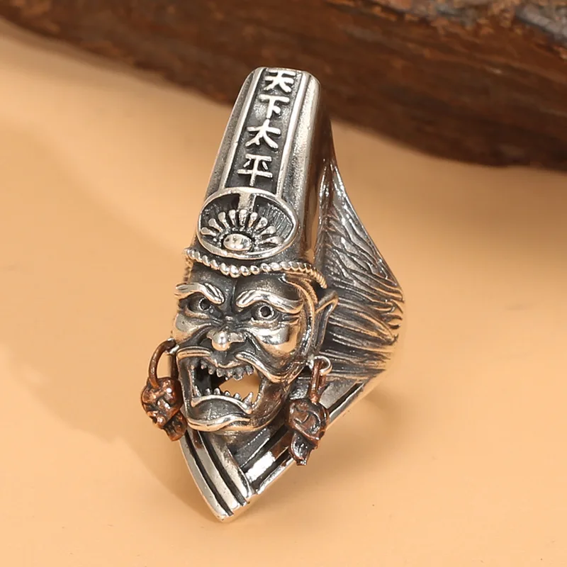 Ring sterling silver men's domineering thai silver retro tianxia taiping index finger exaggerated men's style