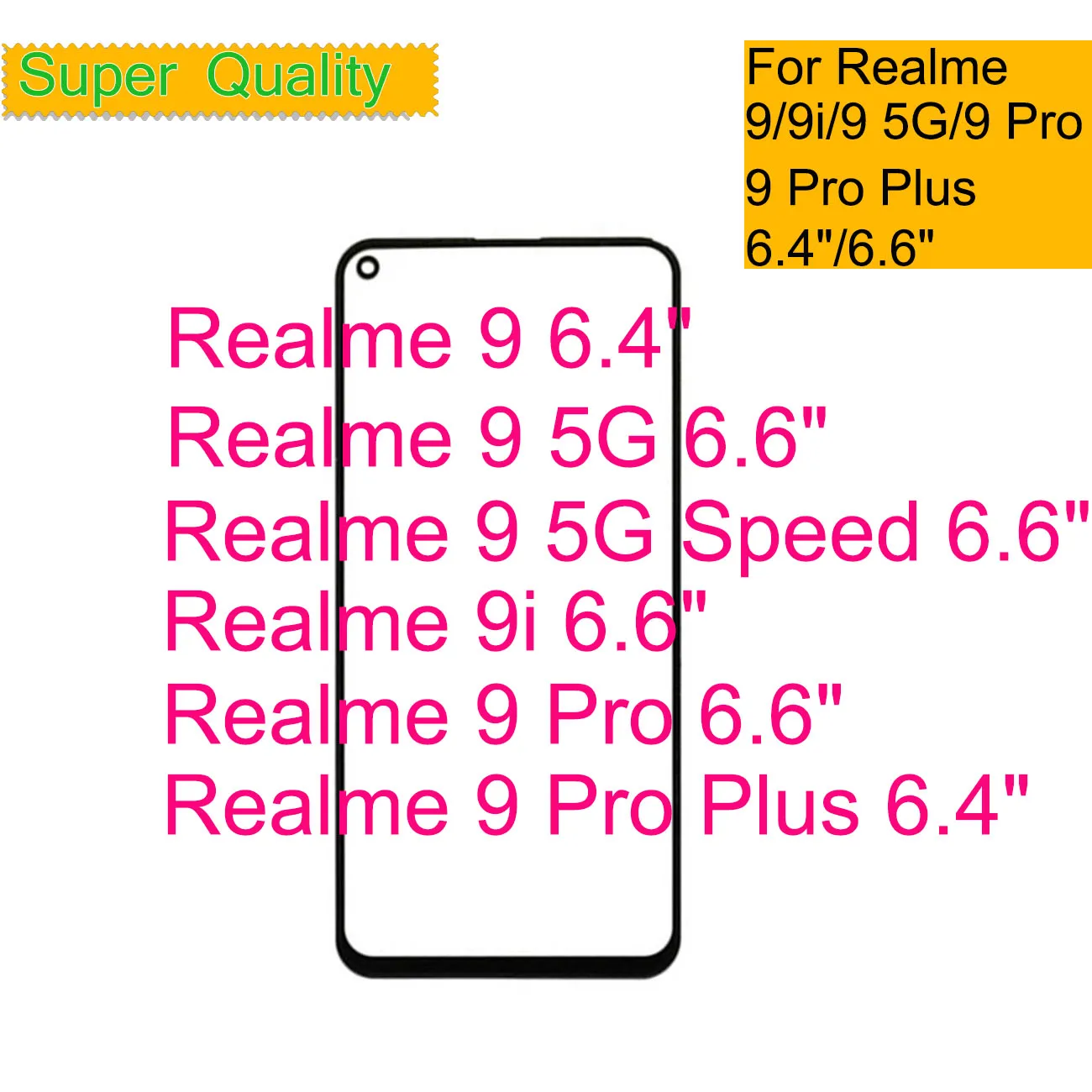 

Replacement For Realme 9 Pro Plus 5G Speed Touch Screen Front Outer Glass Panel Lens For Realme 9i LCD Front Glass With OCA Glue