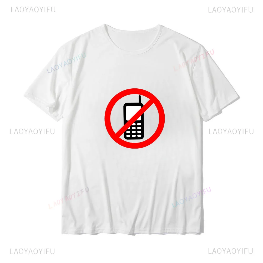 

No mobile phones prohibited the use of printed fashion street wear casual trend summer men women universal short-sleeved T-shirt