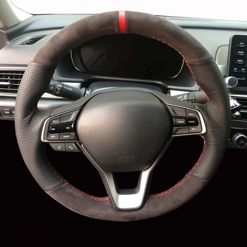 

Для Honda Accord 10 2018 2019 дюйма 2019 дюйма Ручное шитье из черной натуральной замши