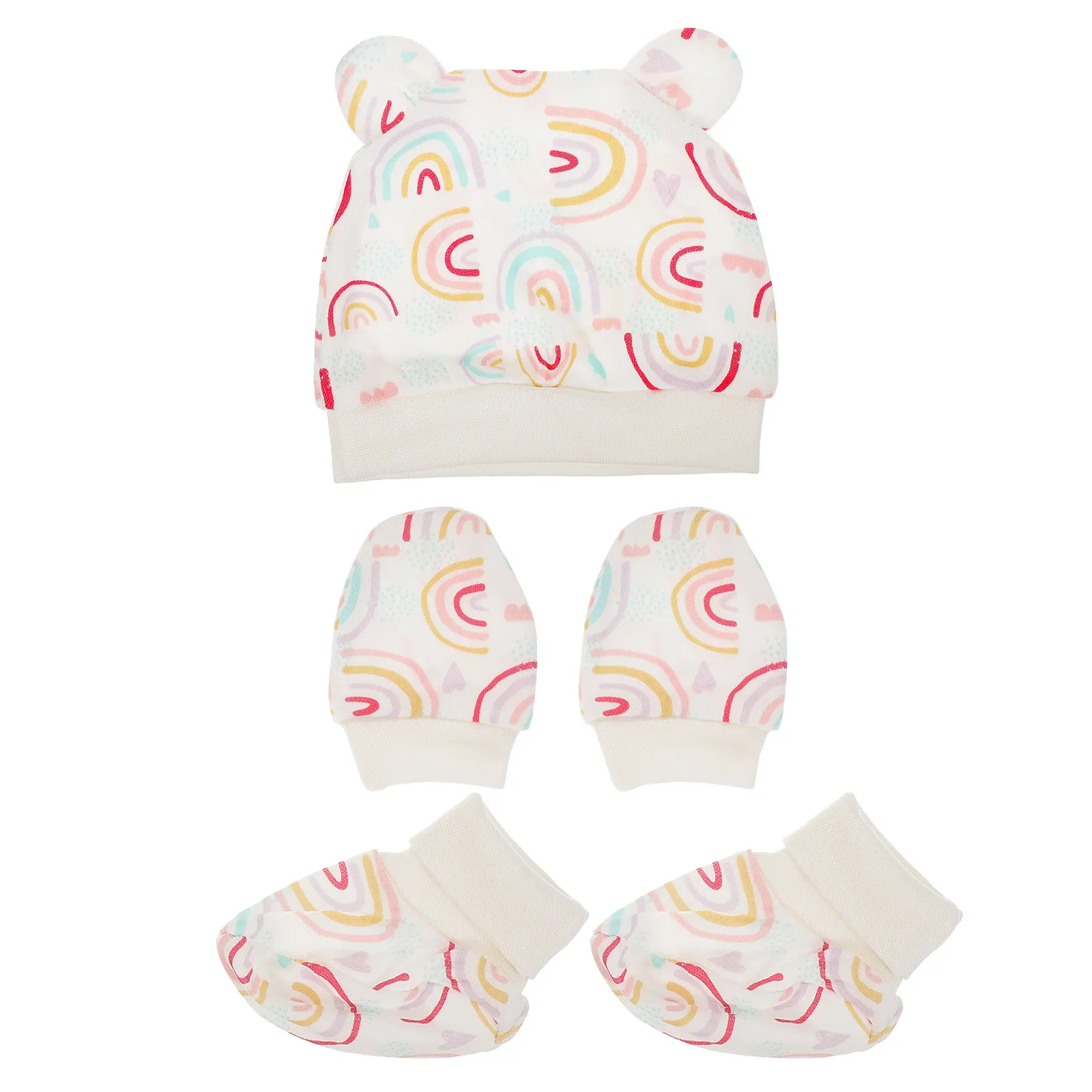 

1 Set Cute Baby Cotton Anti Scratch Gloves Foot Covers and Hat Practical Newborn Gift for Holiday Party Decoration