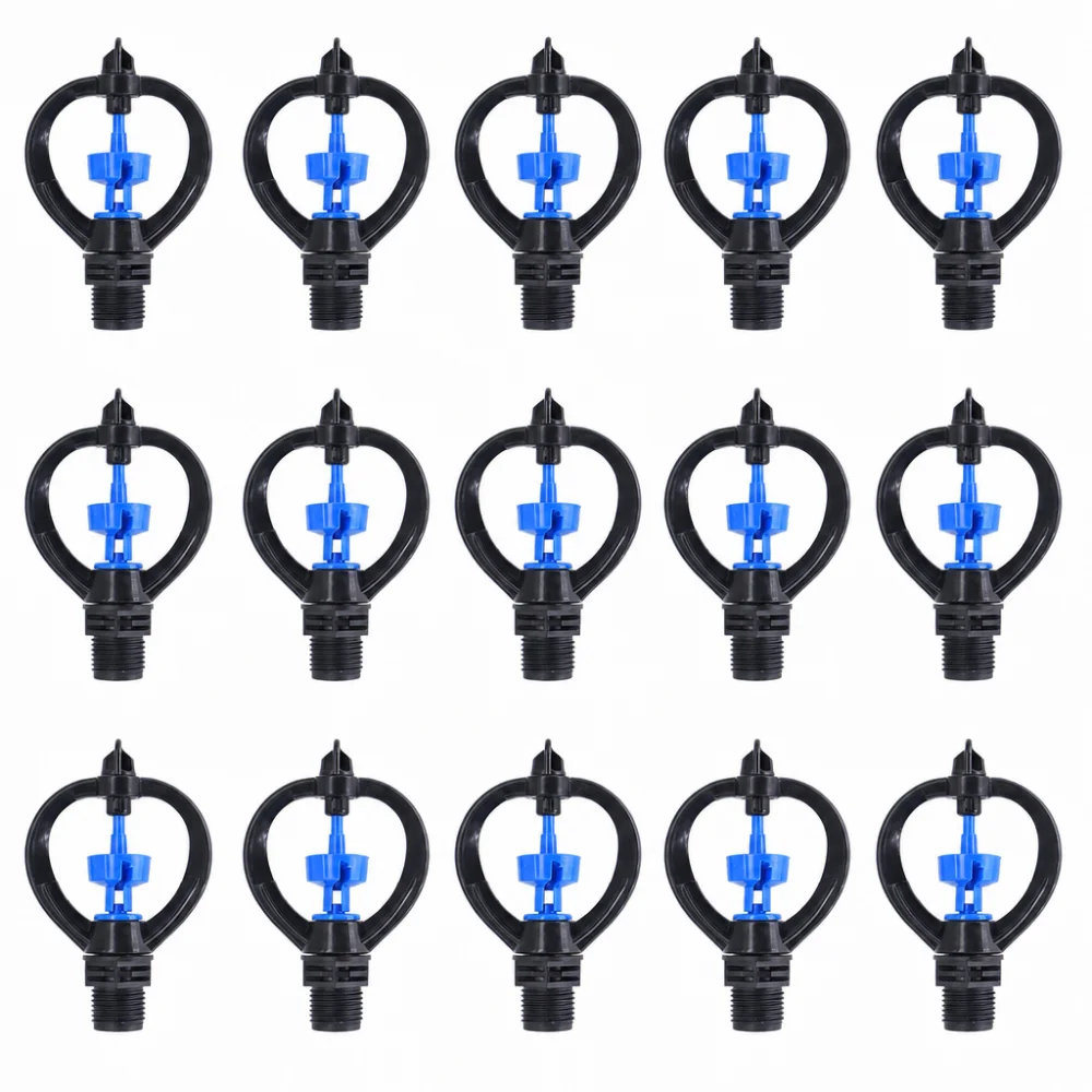 15PCS Engineering Plastic Lawn Sprinkler Nozzle G1/2 Male Thread 360 Degree Garden Sprinkler Easy To Install Automatic Rotation