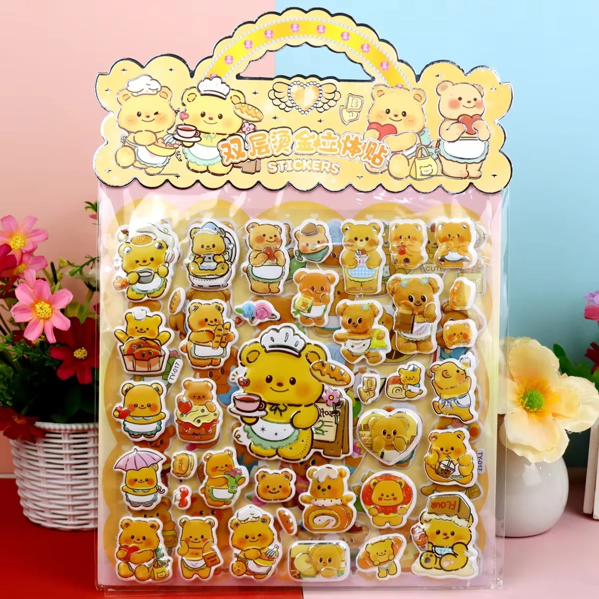 6 أكياس ملصقات ختم ساخن بطبقة مزدوجة مجموعة قزم السماء ثلاثية الأبعاد ملصقات فقاعية لوحة لاصقة لتزيين الهدايا #3