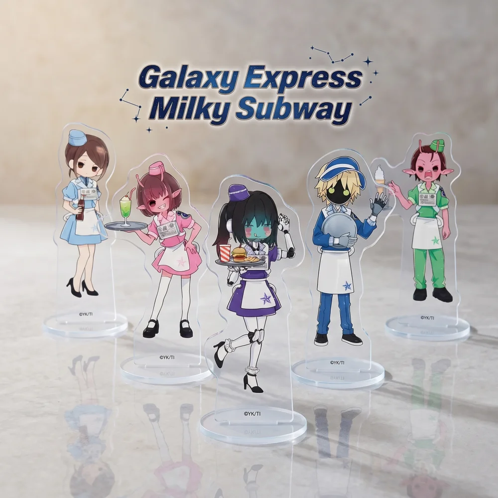 Galaxy Express Milky Subway Chiharu Makina 10CM Figura de Acrílico Fofa de Anime para Chaveiro, Decoração de Mesa Cosplay, Presente Colecionável
