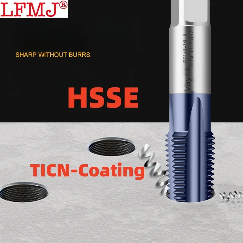 1PCS HSSE TICN-Coating Pipe Straight Groove Tap/Spiral Tap NPT NPS PS PT PF G RP RC1/8 1/4  3/4 1/16 3/4 1/2 1'' Pipe Thread Tap