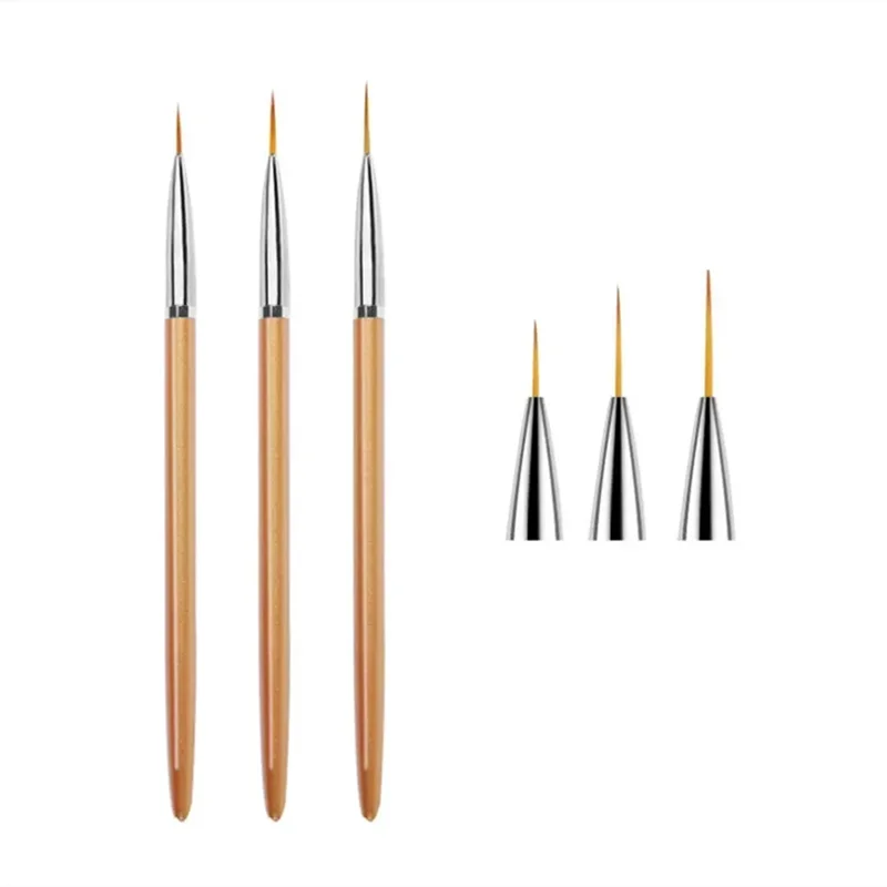 แปรงเพ้นท์เล็บอะคริลิคลายเส้นฝรั่งเศส 3 ชิ้น สำหรับทำลายเส้น 3 มิติ ลายเส้น DIY ปากกาสำหรับวาดลาย เจลยูวี แปรงเพ้นท์เล็บ อุปกรณ์ทำเล็บ