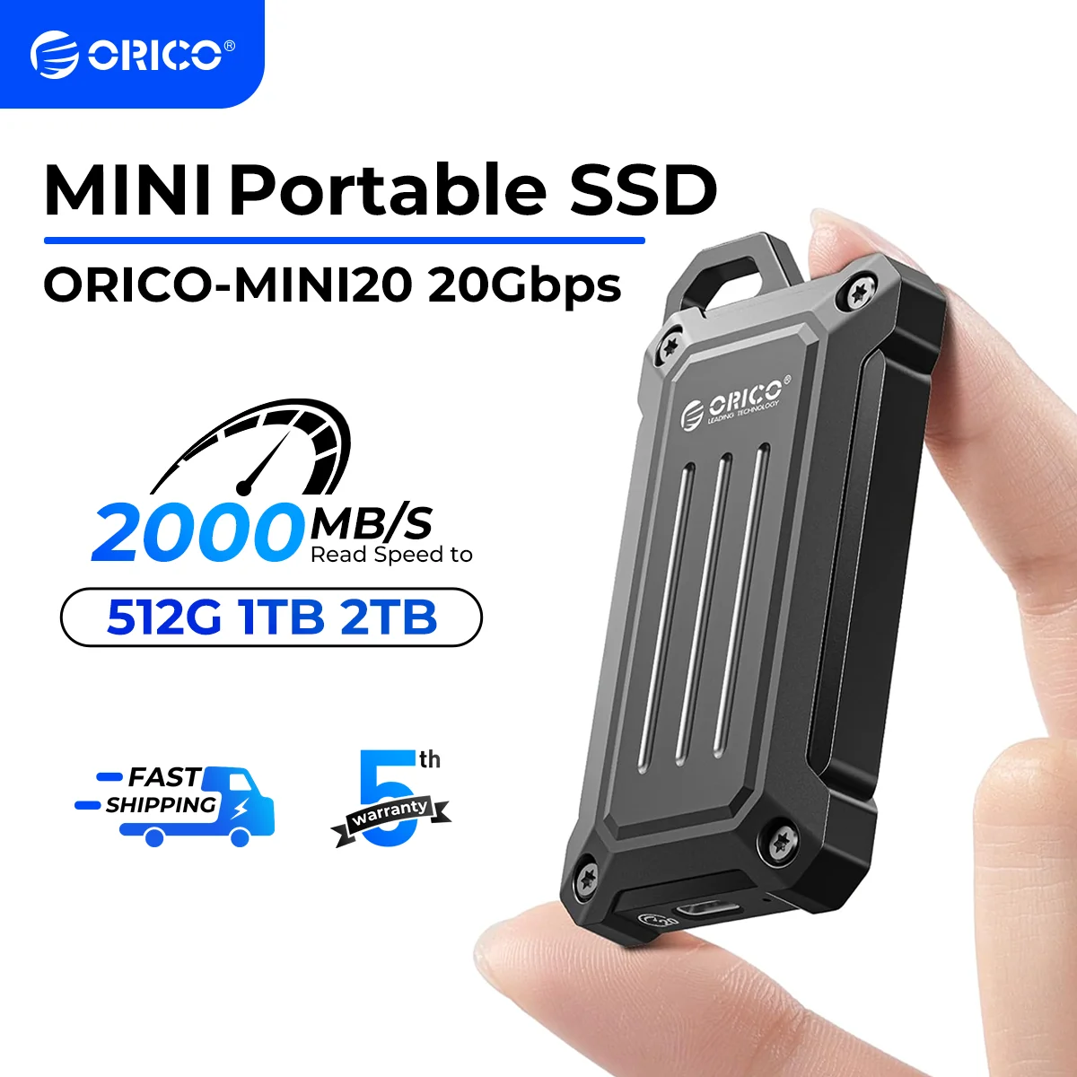 

ORICO 20Gbps Portable SSD Mini External Solid State Drive USB3.2 Gen2 2TB 1TB Type- C PSSD for Outdoor Workers Photographer