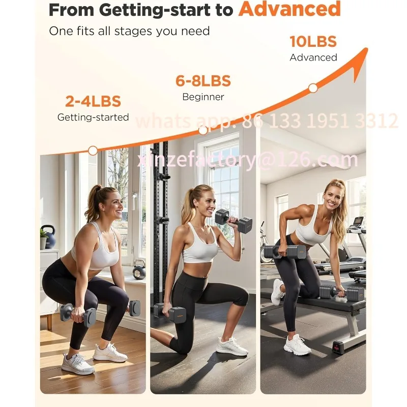 ชุดดัมเบลปรับน้ำหนักได้ 5-in-1 แบบปรับแต่งได้ จำนวน 2 ชิ้น น้ำหนัก 20 ปอนด์/10 ปอนด์ สำหรับผู้หญิง