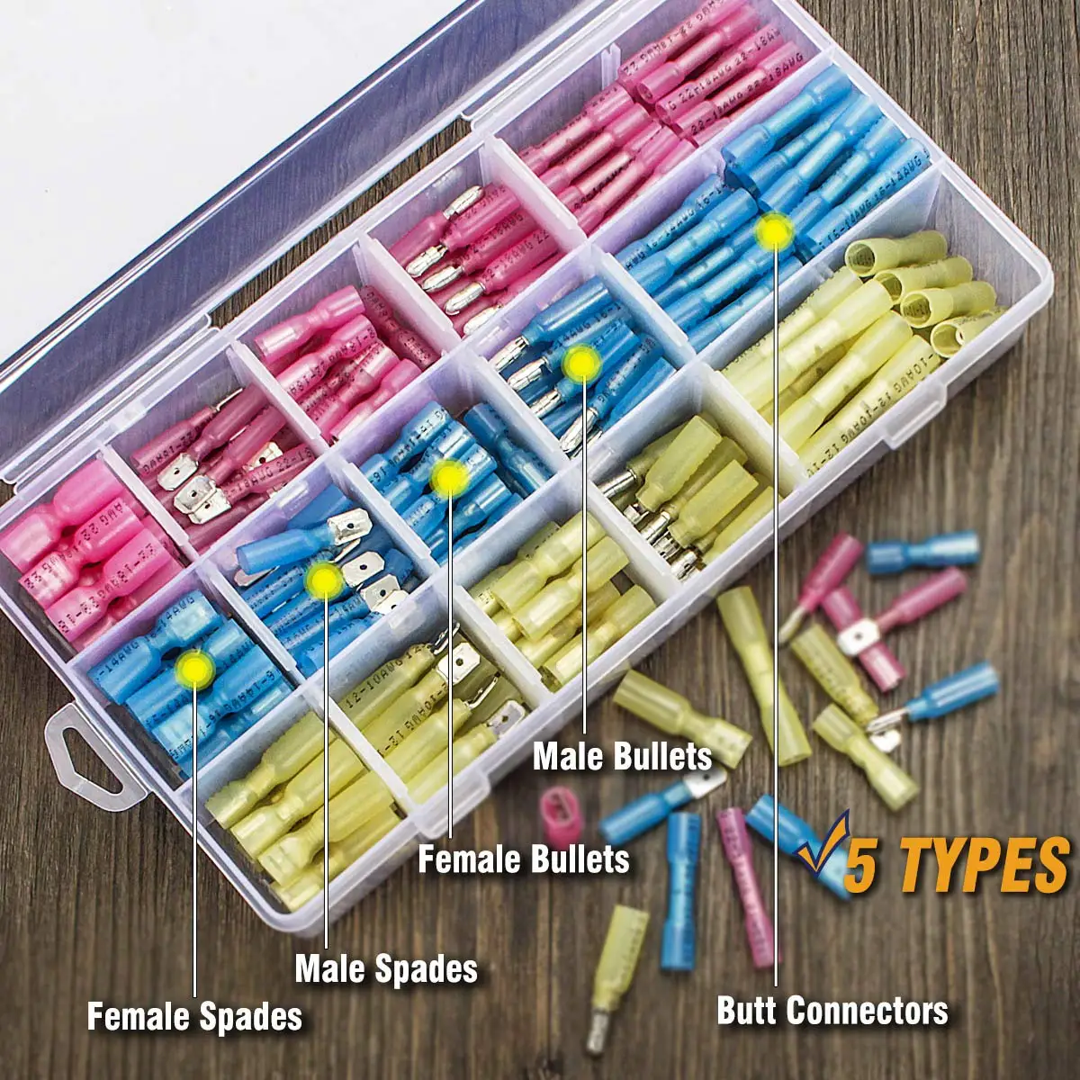 600PCS Assortment Bare Ring Lugs Welded Heat Shrink Crimp Terminal Electrical Wire Connector Kit